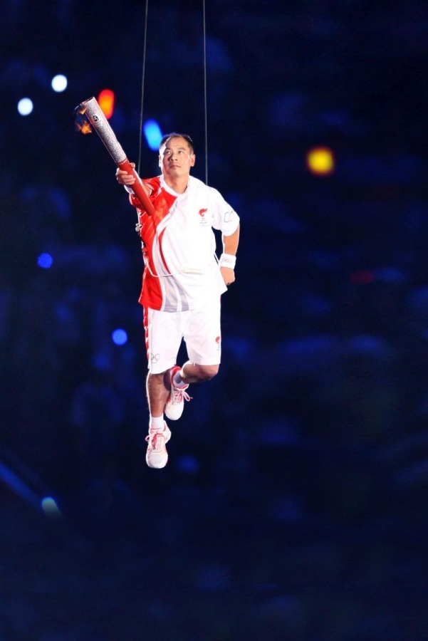 Li Ning lit the main torch at the 2008 Beijing Olympics.