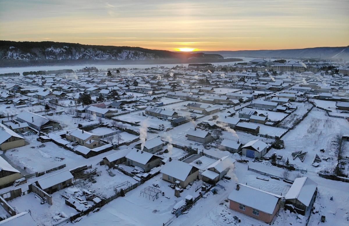 Eastnorth China's Mohe is an extremely cold place in winter. The picture shows Beijicun Village in Mohe.