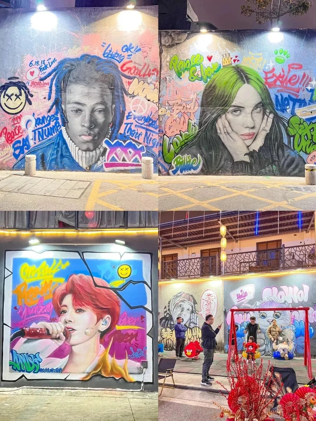 Inside the Phoenix Bay Creative District, there are many graffiti Wall drawing celebrities of the world. 