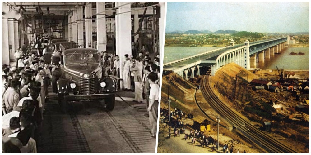長春第一汽車製造廠第一批12輛「解放」牌汽車、武漢長江大橋